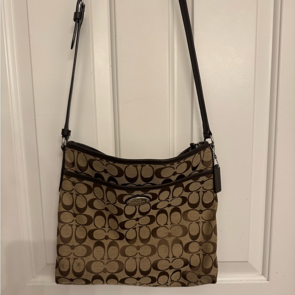 Coach Brown and Cream Signature Tote
